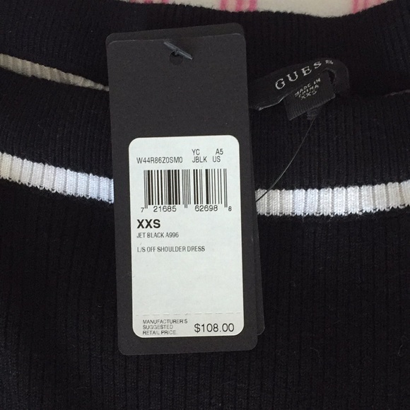GUESS off the shoulder black tight dress - Picture 2 of 3